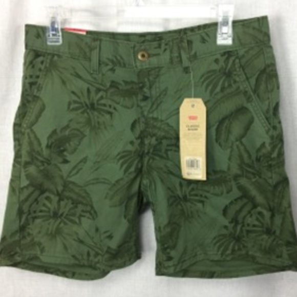 NWT Levi's Classic Leaf Pattern Shorts Olive Grn 6 - Picture 1 of 6
